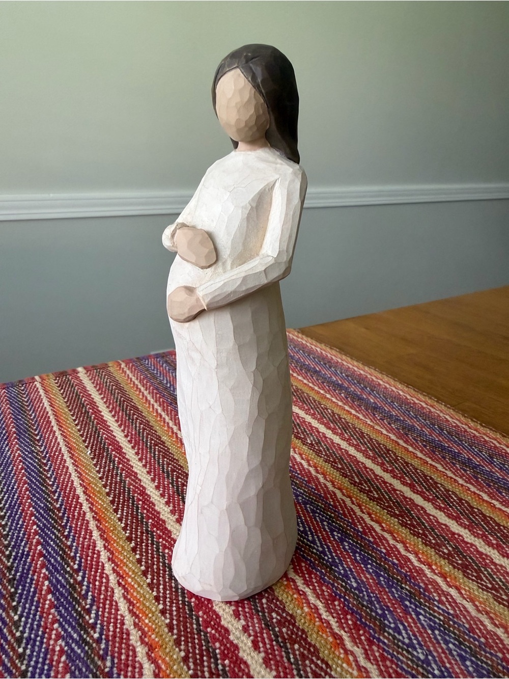 Willow Tree Pregnant Figure in Cream Dress with Brown Hair
